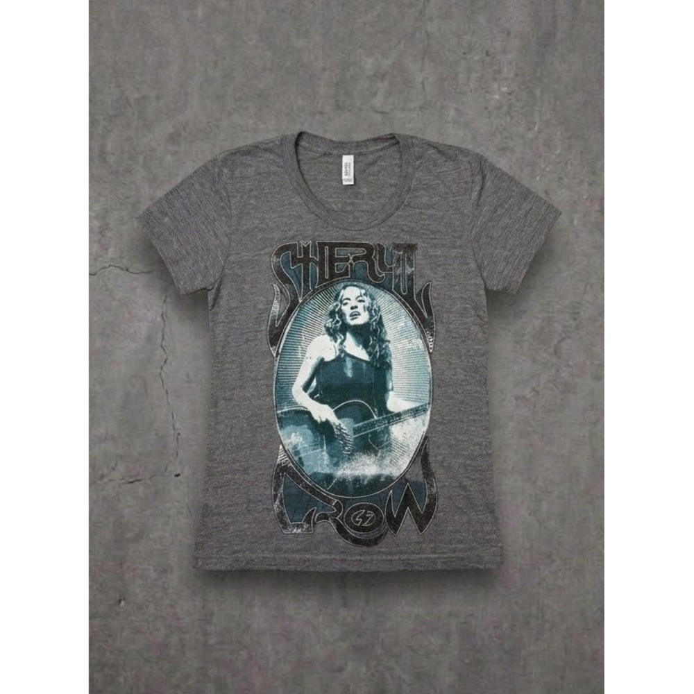 SHERYL CROW juniors small T shirt 2006 sexy tee Winding Road psychedelic